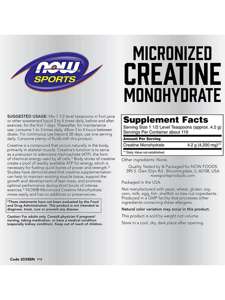 NOW Foods, Creatine Monohydrate, Micronized, 500 gm