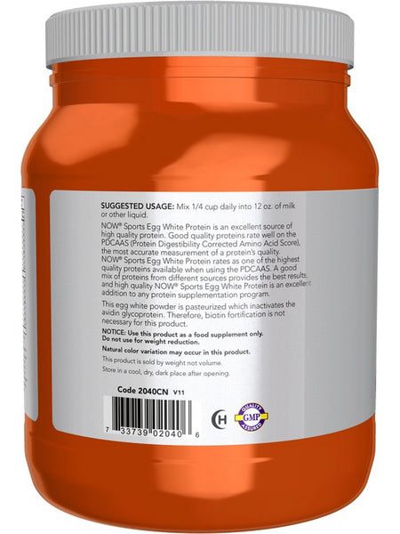 NOW Foods, Egg White Protein with BCAAs, Unflavored, 1.2 lbs