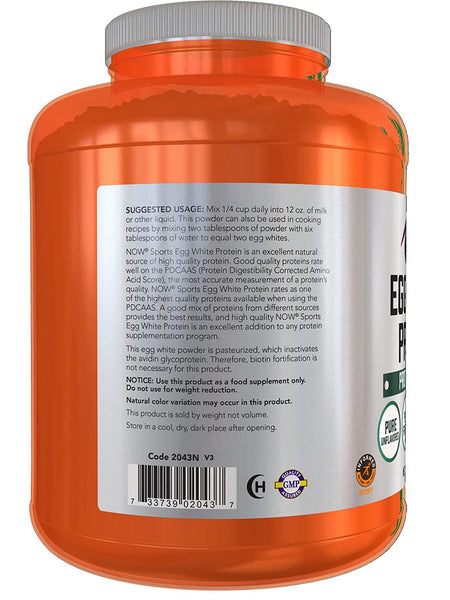 NOW Foods, Egg White Protein, Unflavored, 5 lbs