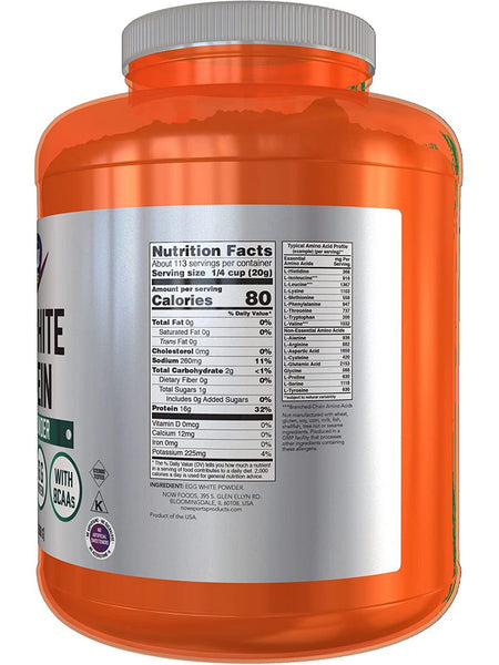 NOW Foods, Egg White Protein, Unflavored, 5 lbs