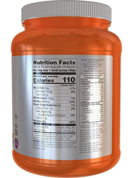 NOW Foods, Egg White Protein, Creamy Chocolate, 1.5 lbs