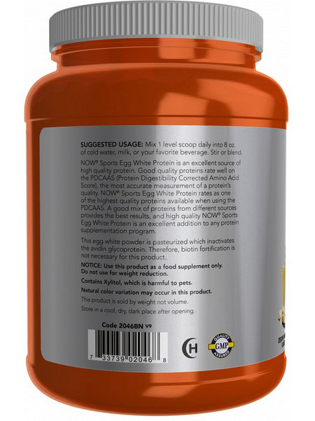 NOW Foods, Egg White Protein with BCAAs, Creamy Vanilla, 1.5 lbs