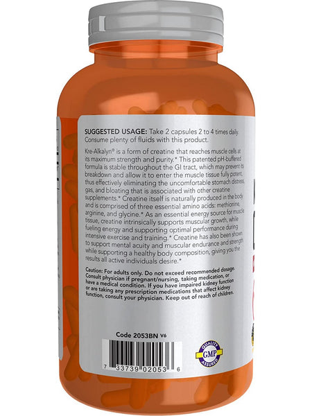 NOW Foods, Kre-Alkalyn® Creatine 750 mg, 240 veg capsules
