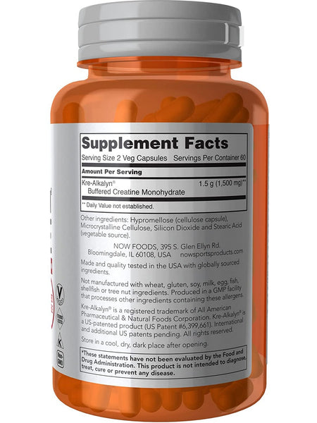 NOW Foods, Kre-Alkalyn® Creatine 750 mg, 120 capsules