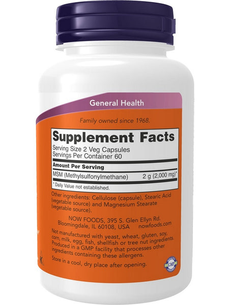 NOW Foods, MSM 1000 mg, 120 veg capsules