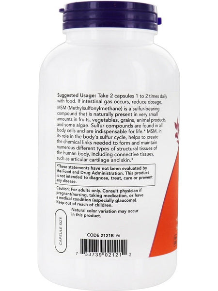 NOW Foods, MSM 1000 mg, 240 veg capsules