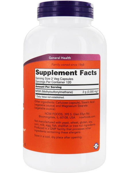 NOW Foods, MSM 1000 mg, 240 veg capsules