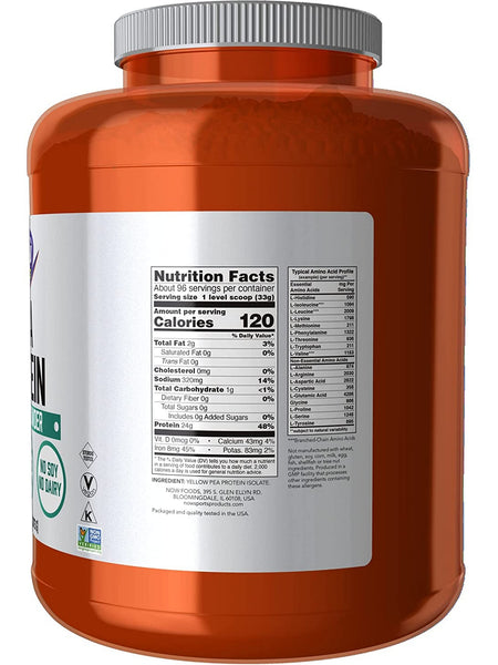 NOW Foods, Pea Protein, Pure Unflavored Powder, 7 lbs