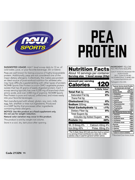 NOW Foods, Pea Protein, Pure Unflavored Powder, 12 oz