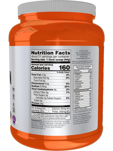NOW Foods, Pea Protein, Creamy Chocolate Powder, 2 lbs