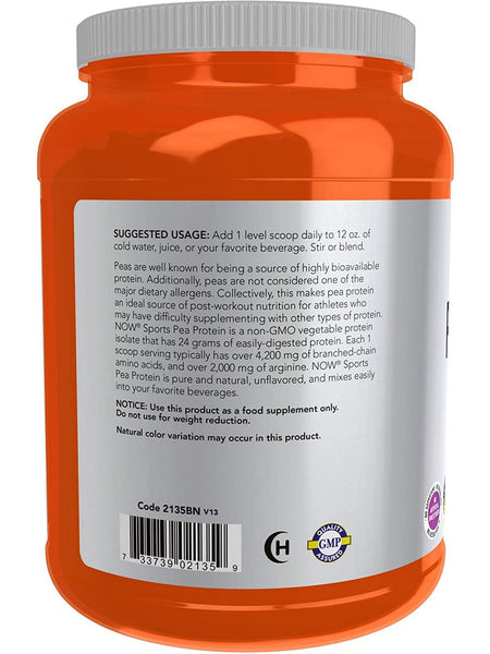 NOW Foods, Pea Protein, Pure Unflavored Powder, 2 lbs