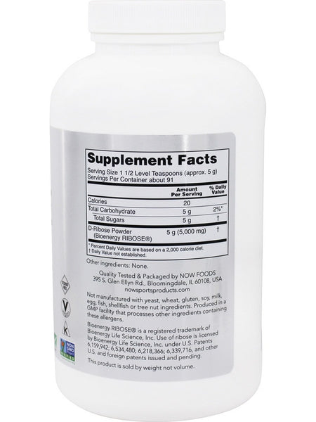NOW Foods, D-Ribose Powder, 1 lb