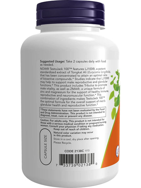 NOW Foods, TestoJack 100™, 120 veg capsules