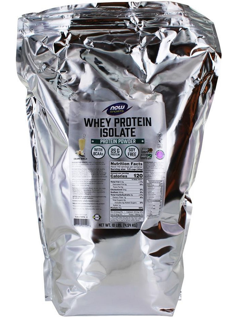 NOW Foods, Whey Protein Isolate, Creamy Vanilla Powder, 10 lbs
