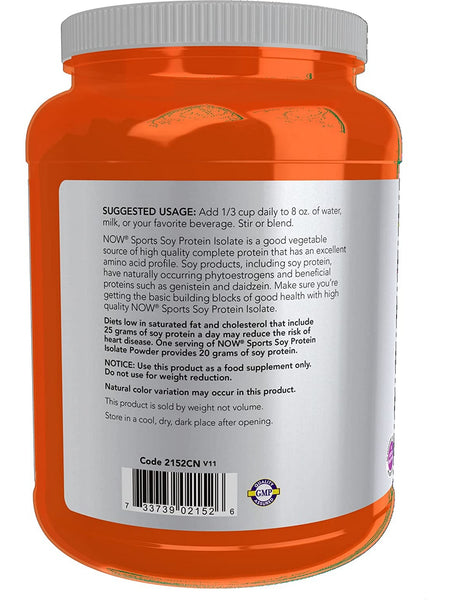 NOW Foods, Soy Protein Isolate, Unflavored Powder, 2 lbs