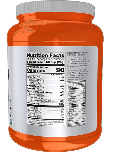NOW Foods, Soy Protein Isolate, Unflavored Powder, 2 lbs