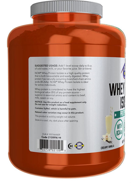 NOW Foods, Whey Protein Isolate, Creamy Vanilla Powder, 5 lbs