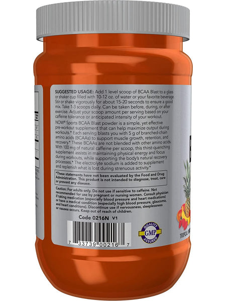 NOW Foods, BCAA Blast Powder, Tropical Punch Flavor, 600 grams
