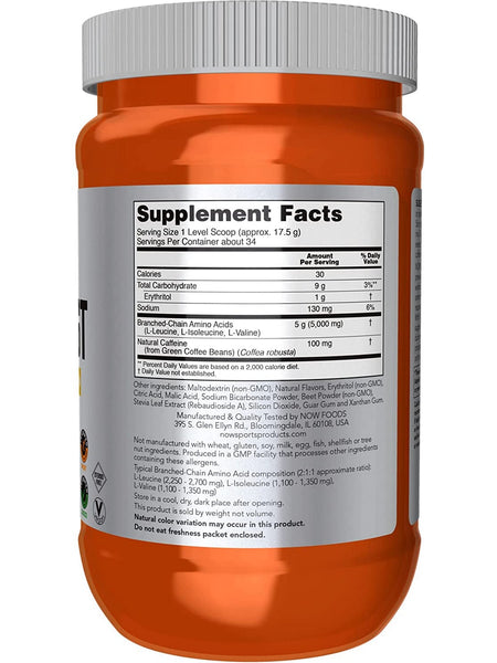 NOW Foods, BCAA Blast Powder, Tropical Punch Flavor, 600 grams