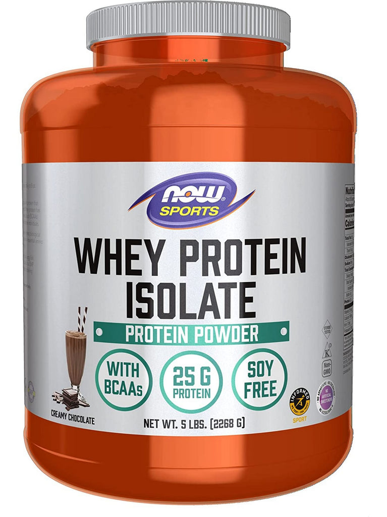 NOW Foods, Whey Protein Isolate, Creamy Chocolate Powder, 5 lbs