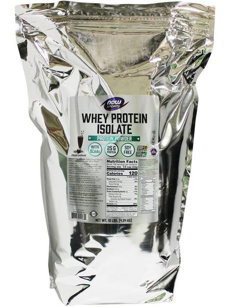 NOW Foods, Whey Protein Isolate, Creamy Chocolate Powder, 10 lbs