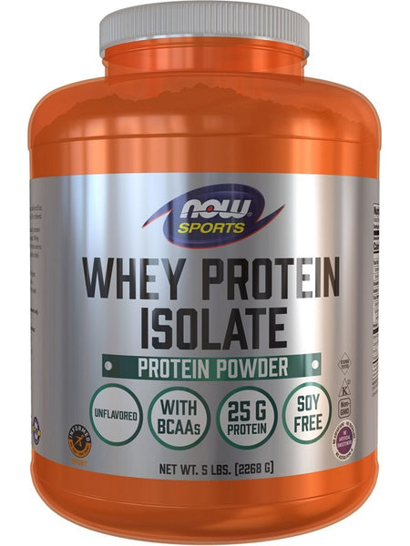 NOW Foods, Whey Protein Isolate, Unflavored Powder, 5 lbs