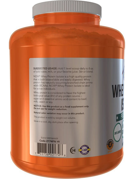 NOW Foods, Whey Protein Isolate, Unflavored Powder, 5 lbs