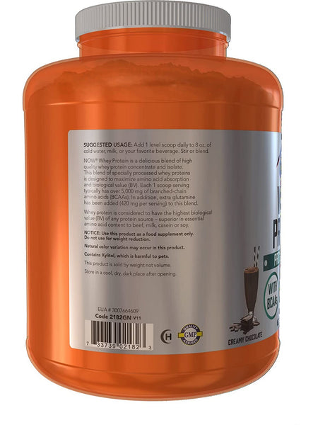 NOW Foods, Whey Protein Creamy Chocolate Powder, 6 lbs