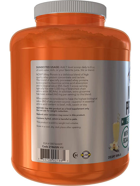NOW Foods, Whey Protein, Creamy Vanilla Powder, 6 lbs