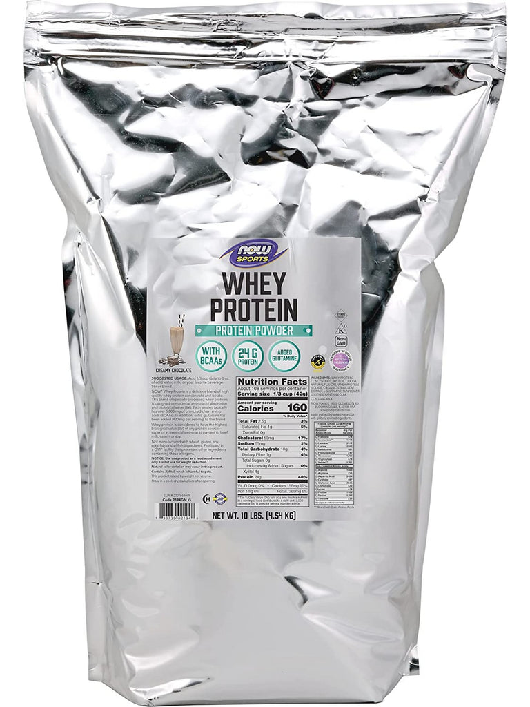 NOW Foods, Whey Protein Creamy Chocolate Powder, 10 lbs