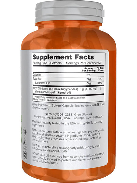 NOW Foods, MCT Oil 1000 mg, 150 softgels