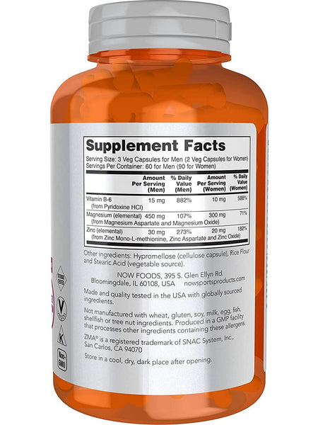 NOW Foods, ZMA®, 180 veg capsules