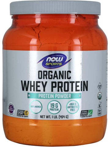 NOW Foods, Whey Protein, Organic Unflavored Powder, 1 lb