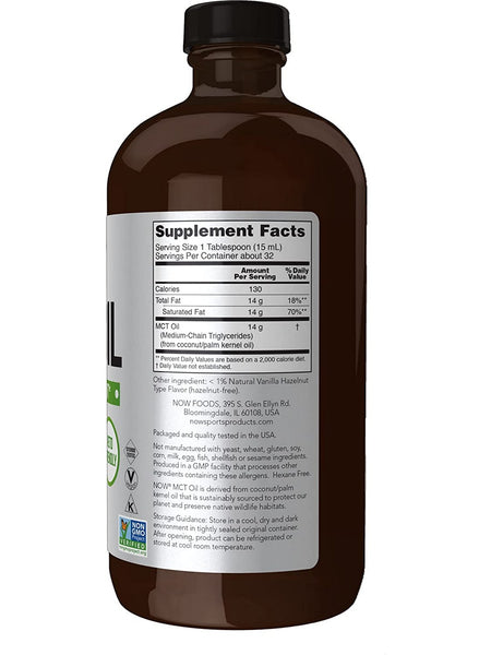 NOW Foods, MCT Oil, Vanilla Hazelnut, 16 fl oz