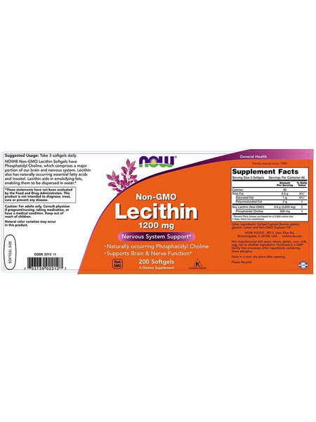 NOW Foods, Lecithin 1200 mg, 200 softgels