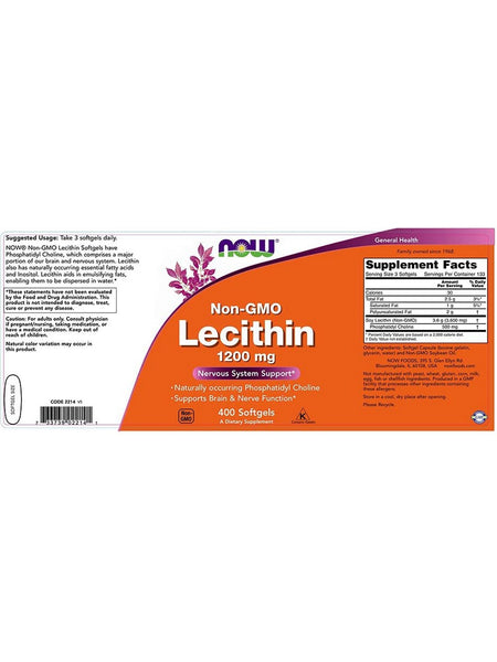NOW Foods, Lecithin 1200 mg, 400 softgels