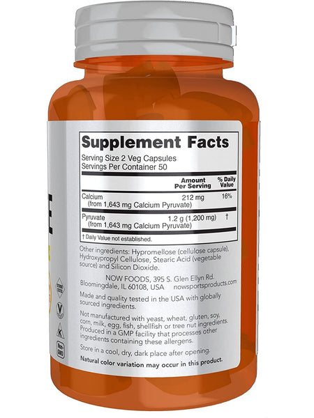 NOW Foods, Pyruvate 600 mg, 100 veg capsules