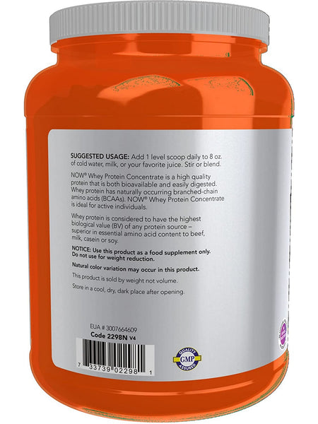 NOW Foods, Whey Protein Concentrate, Unflavored Powder, 1.5 lbs