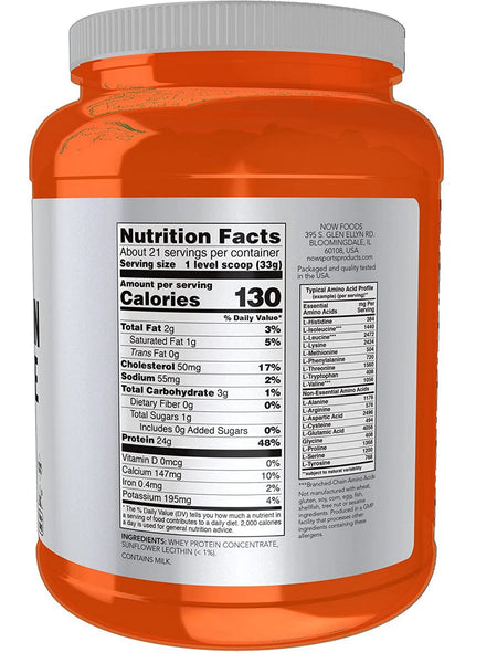 NOW Foods, Whey Protein Concentrate, Unflavored Powder, 1.5 lbs