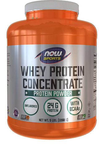 NOW Foods, Whey Protein Concentrate, Unflavored Powder, 5 lbs