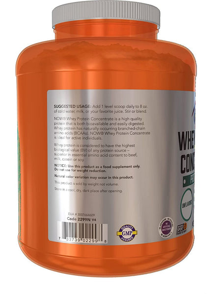NOW Foods, Whey Protein Concentrate, Unflavored Powder, 5 lbs