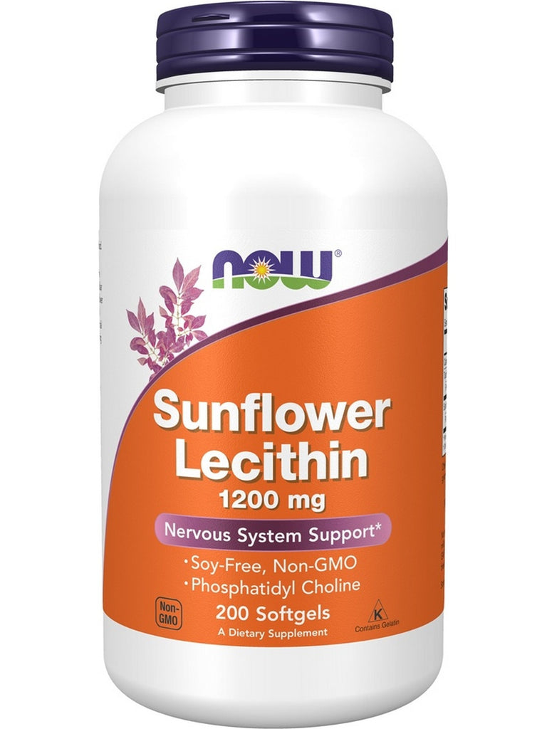 NOW Foods, Sunflower Lecithin 1200 mg, 200 softgels