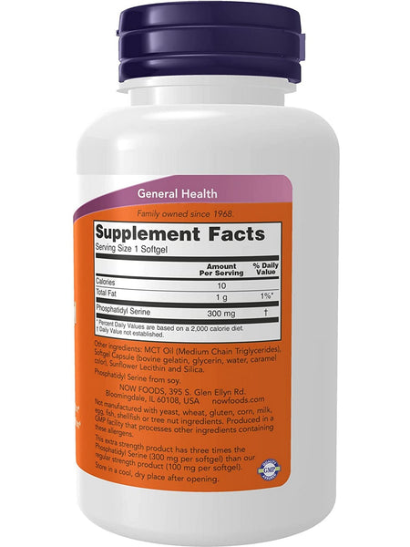 NOW Foods, Phosphatidyl Serine 300 mg, Extra Strength, 50 softgels