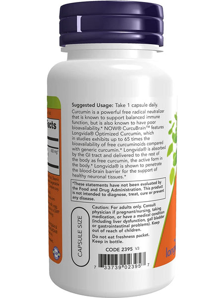 NOW Foods, CurcuBrain™ 400 mg, 50 veg capsules