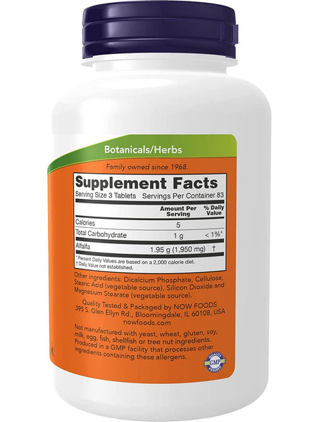 NOW Foods, Alfalfa 650 mg, 250 tablets