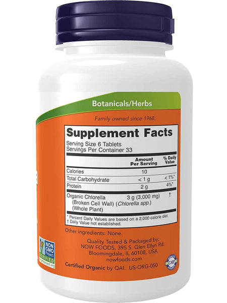 NOW Foods, Chlorella 500 mg, Organic, 200 tablets