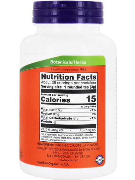 NOW Foods, Chlorella 500 mg, Certified Organic, 4 oz