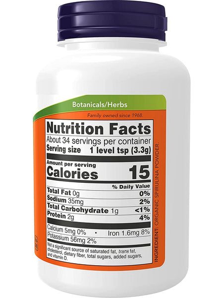 NOW Foods, Spirulina Powder Pure, Organic, 4 oz
