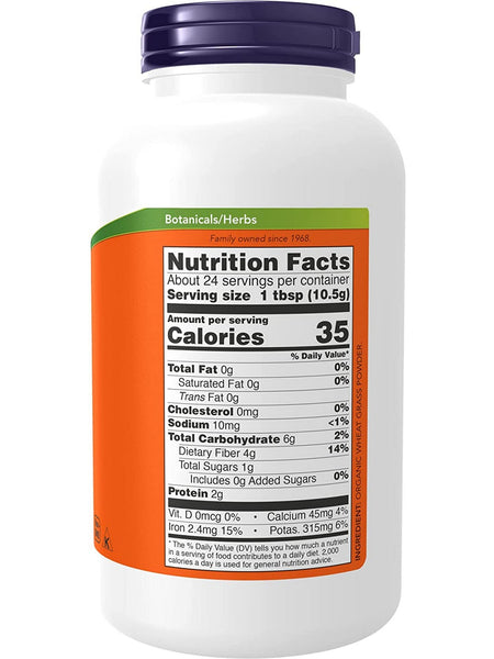 NOW Foods, Wheat Grass Pure Powder, Organic, 9 oz