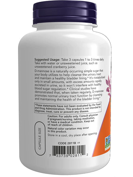 NOW Foods, D-Mannose 500 mg, 120 veg capsules